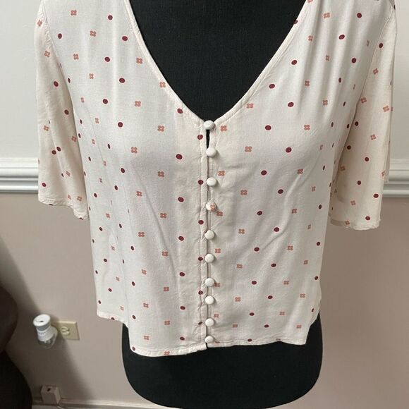 Japna Cream Button Up Tie Front Blouse - Picture 2 of 4